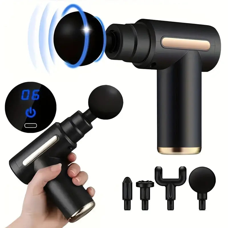 Ultra Compact Rechargeable Deep Tissue Massage Gun – Black