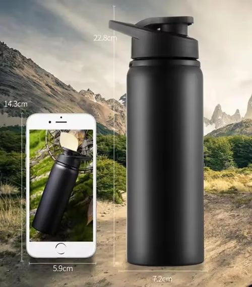2pcs 600ml Sports Water Bottle Black